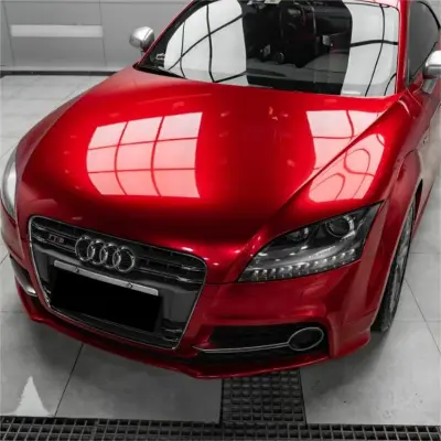 Ultra Glossy Metallic Vampire Red Car Vinyl Wrap Audi BMW PET   review Josh 04