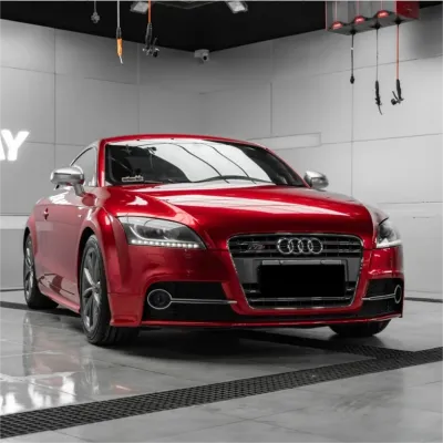 Ultra Glossy Metallic Vampire Red Car Vinyl Wrap Audi BMW PET   review Josh 02