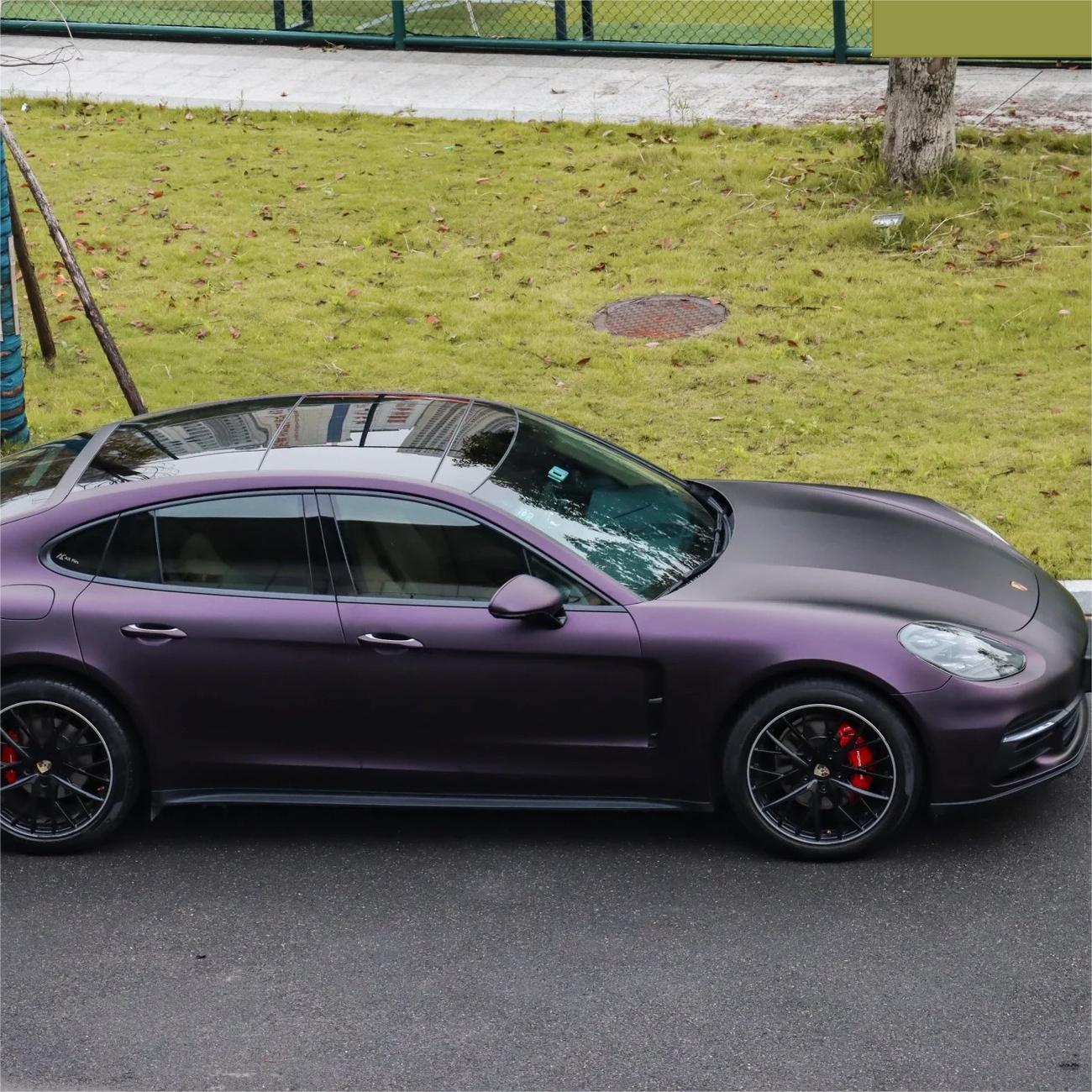 Ultra Matte Metallic Black Purple Car Vinyl Wrap review Tom 02