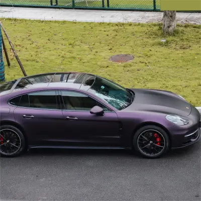 Ultra Matte Metallic Black Purple Car Vinyl Wrap review Tom 03