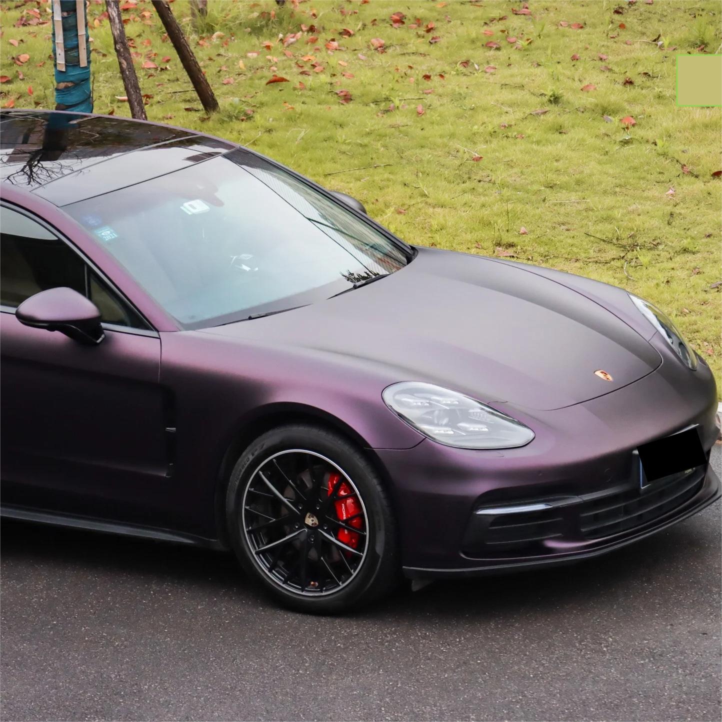 Ultra Matte Metallic Black Purple Car Vinyl Wrap review Tom 01
