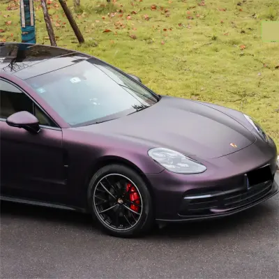 Ultra Matte Metallic Black Purple Car Vinyl Wrap review Tom 02