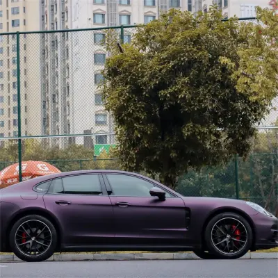 Ultra Matte Metallic Black Purple Car Vinyl Wrap review Tom 04