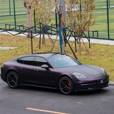 Ultra Matte Metallic Black Purple Car Vinyl Wrap review Tom 01