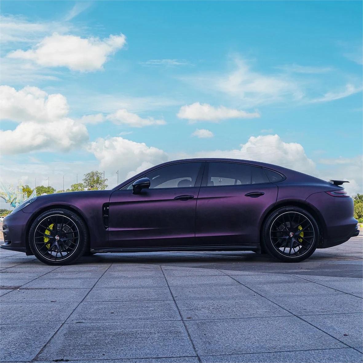 Ultra Matte Metallic Black Purple Car Vinyl Wrap review Jim 02