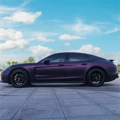 Ultra Matte Metallic Black Purple Car Vinyl Wrap review Jim 03