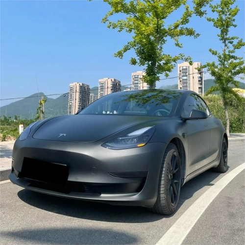 Ultra Matte Black Car Vinyl Wrap Tesla BMW PET reviewed by