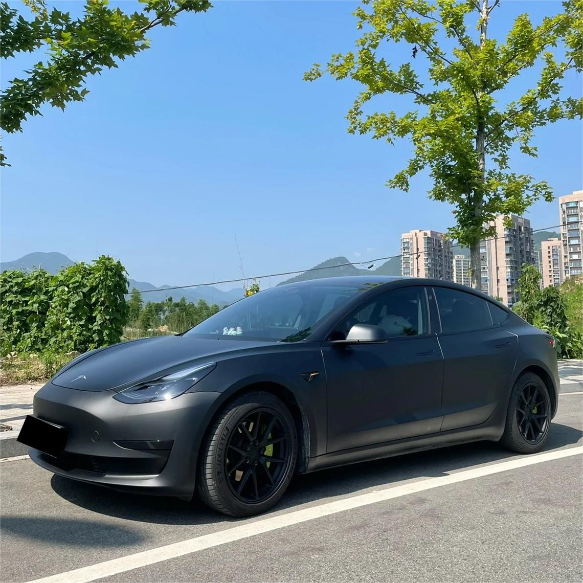 Ultra Matte Black Car Vinyl Wrap Tesla BMW PET review Hank 01