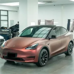 Matte Metallic Wine Red Car Vinyl Wrap review Karen 03