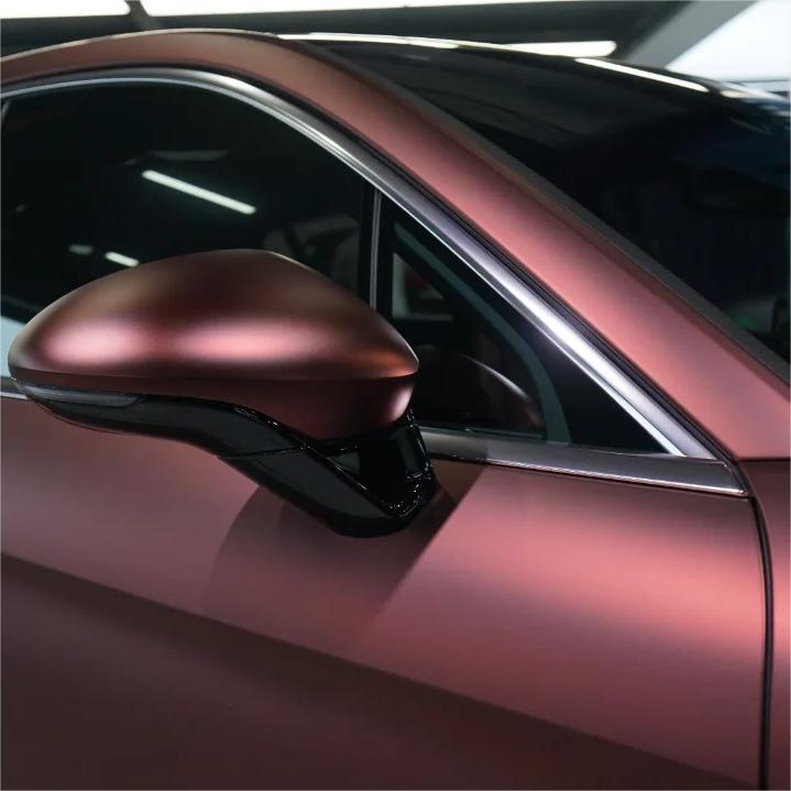 Matte Wine Red Car Vinyl Wrap review Hans 04