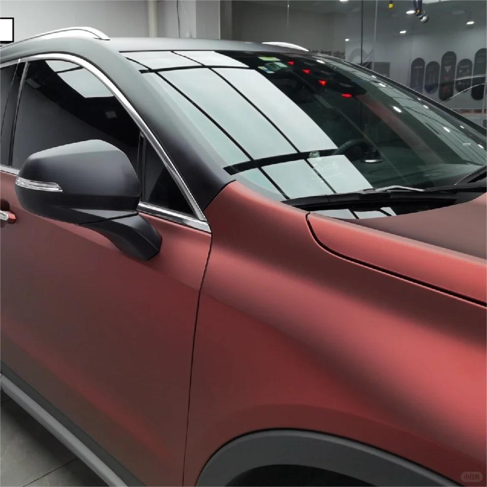 Matte Wine Red Car Vinyl Wrap review Dan 01