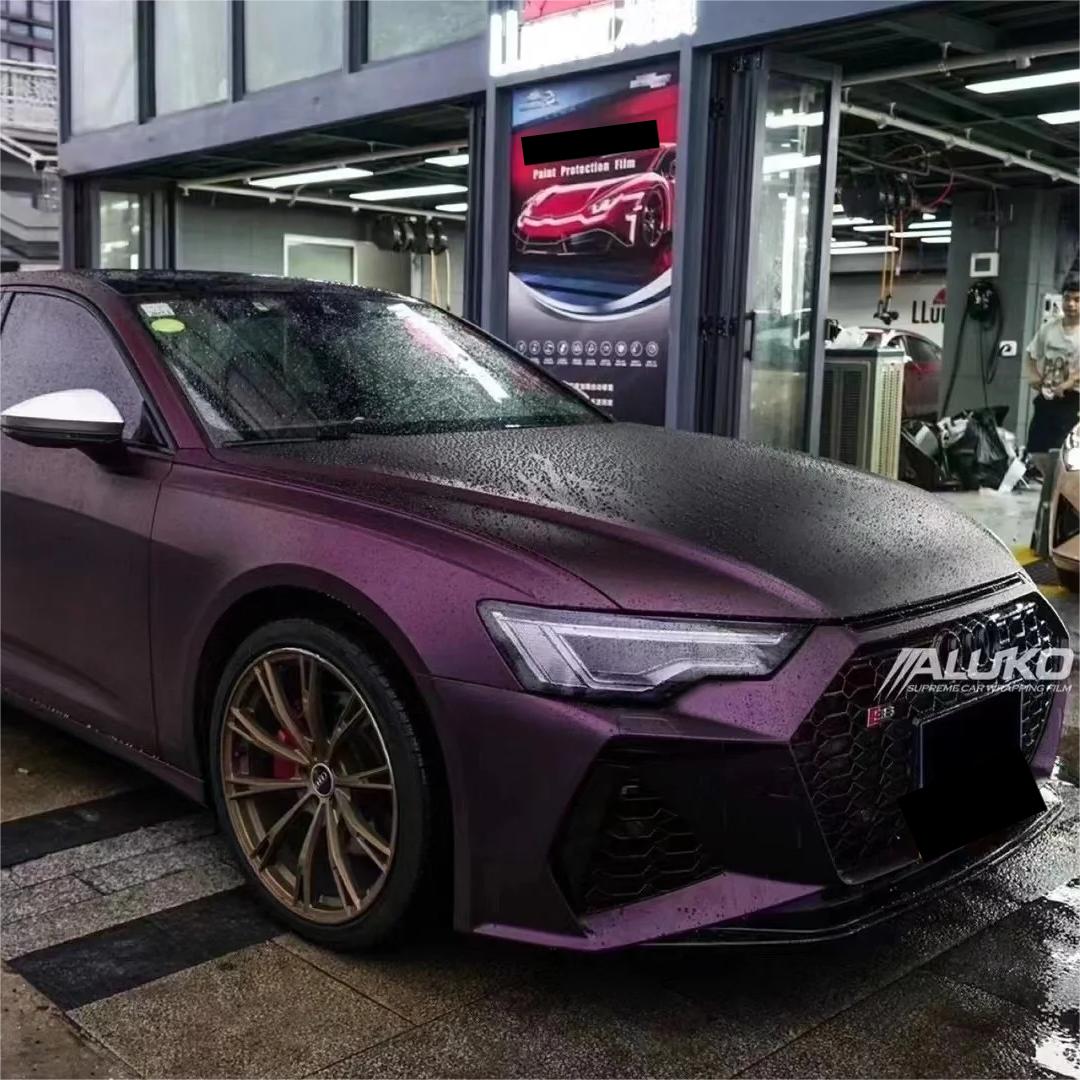 Matte Magic Purple Russian Violet Purple Car Vinyl Wrap PET review Aluko 02