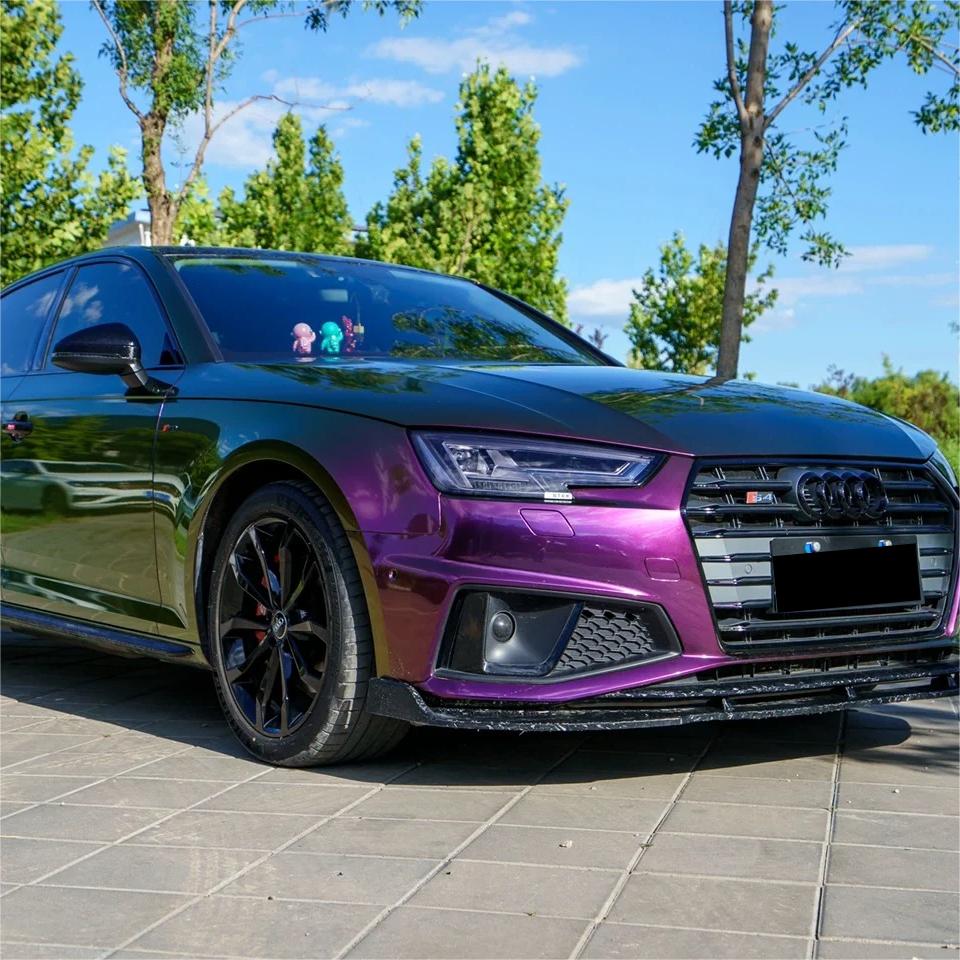 Gloss Metallic Chameleon Yellow Purple Car Vinyl Wrap PET review Lex 01