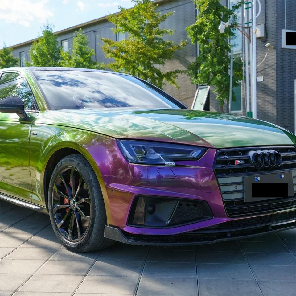 Gloss Metallic Chameleon Yellow Purple Car Vinyl Wrap PET review Lex 02