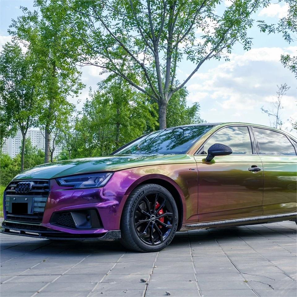 Gloss Metallic Chameleon Yellow Purple Car Vinyl Wrap PET review Lex 03