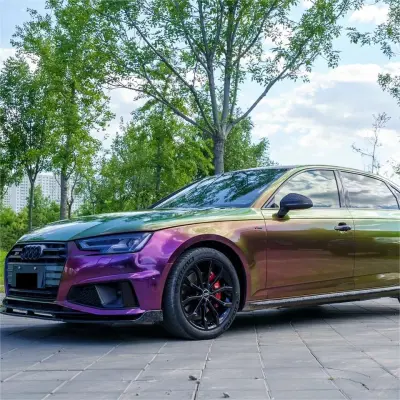 Gloss Metallic Chameleon Yellow Purple Car Vinyl Wrap PET review Lex 04