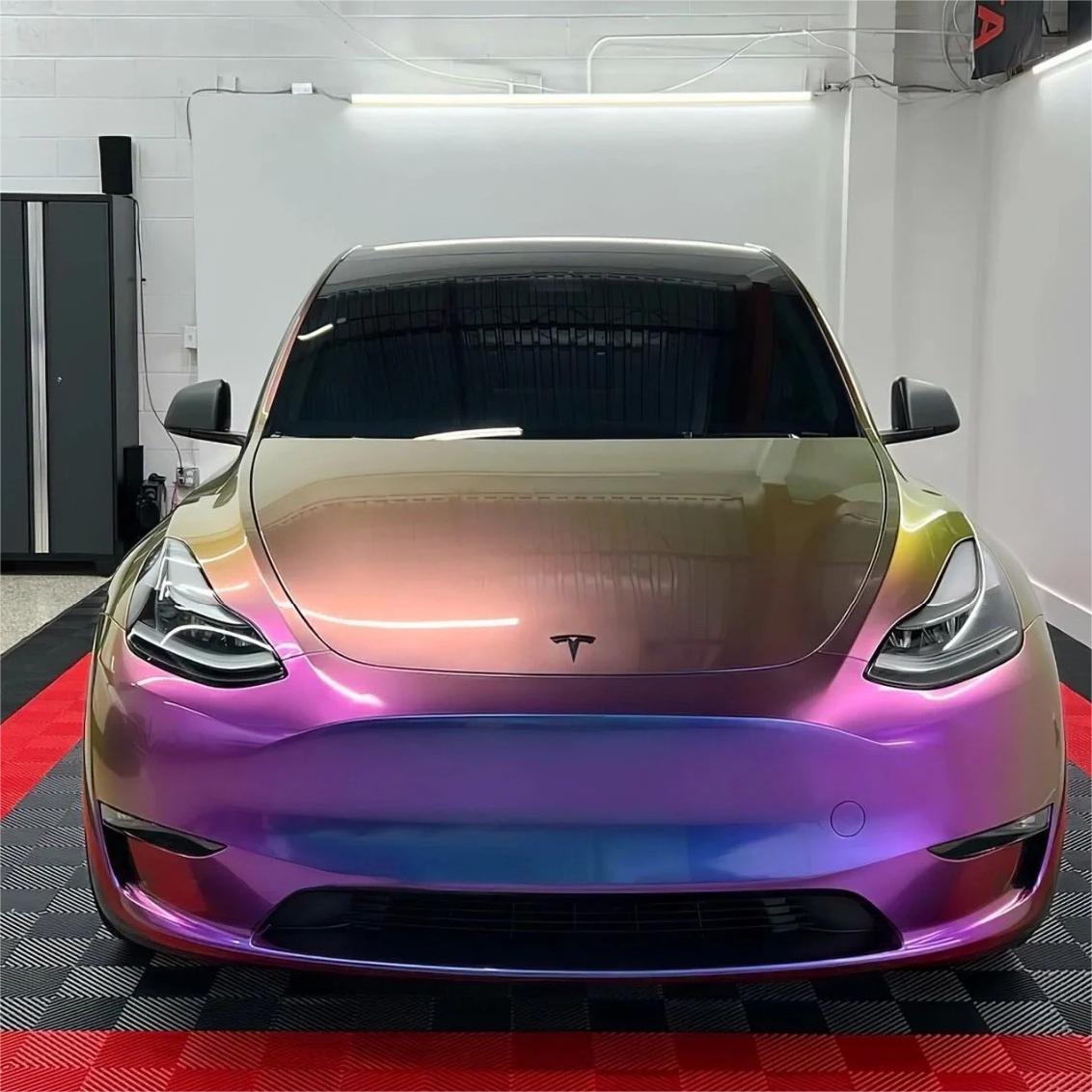 Gloss Metallic Chameleon Yellow Purple Car Vinyl Wrap PET review Charie 00