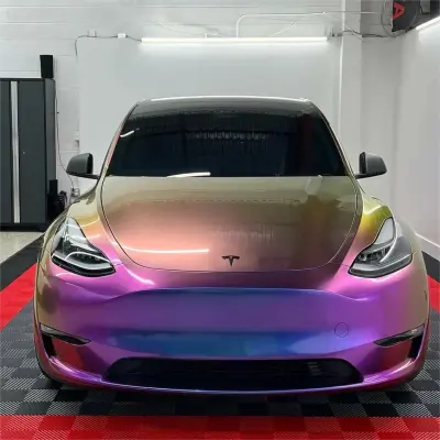 Gloss Metallic Chameleon Yellow Purple Car Vinyl Wrap PET review Charie 01