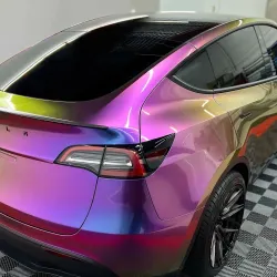 Gloss Metallic Chameleon Yellow Purple Car Vinyl Wrap PET review Charie 03