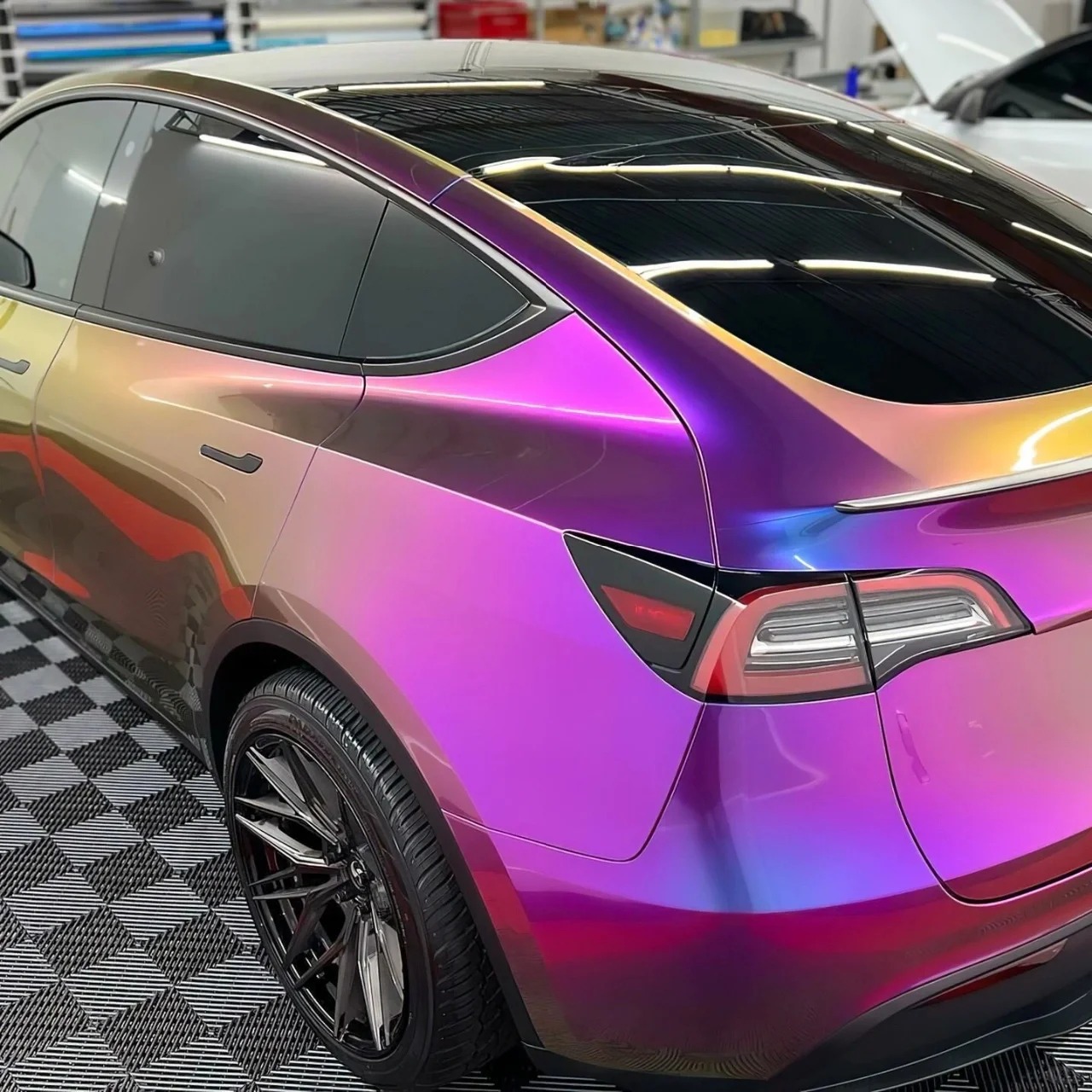 Gloss Metallic Chameleon Yellow Purple Car Vinyl Wrap PET review Charie 03