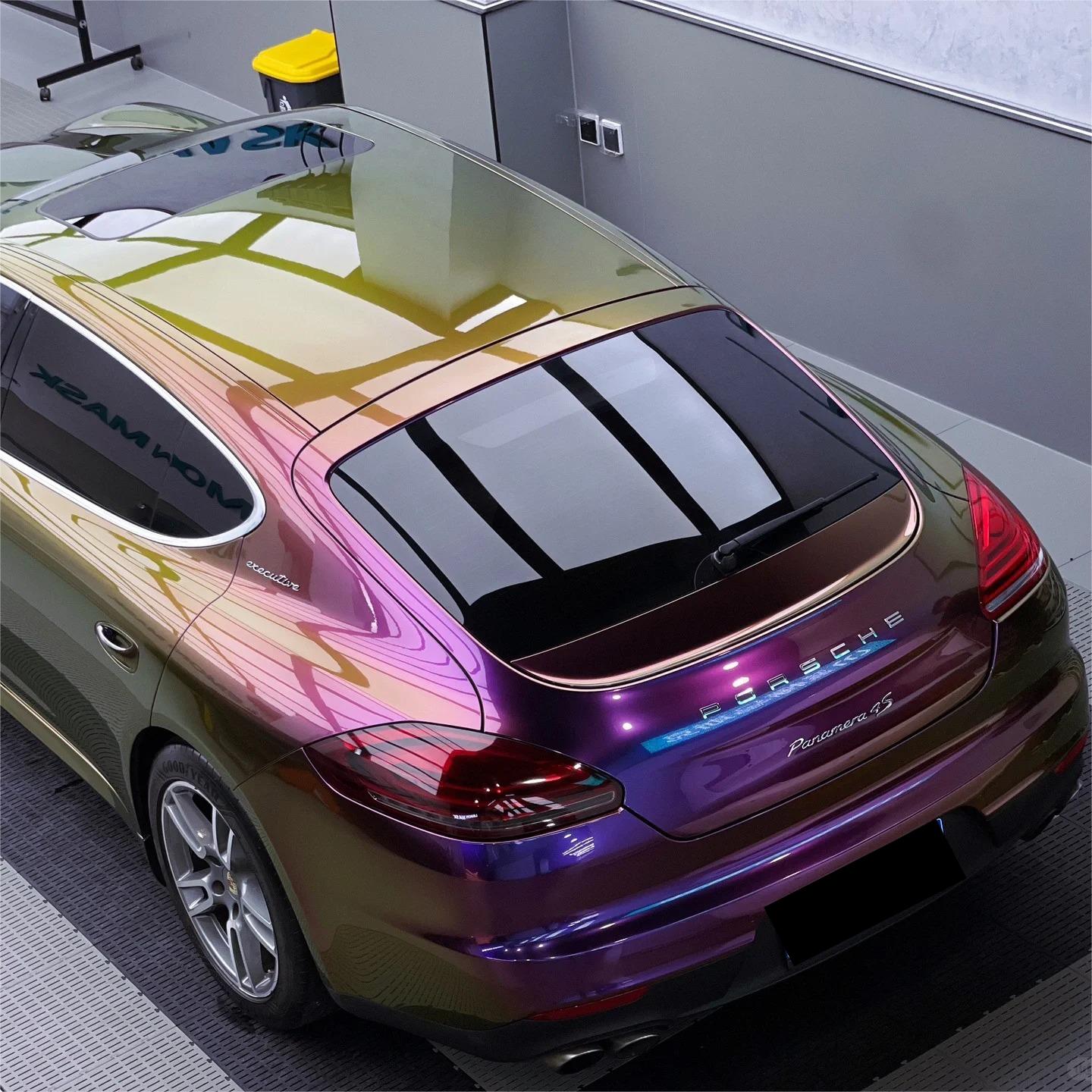 Gloss Metallic Chameleon Yellow Purple Car Vinyl Wrap PET review Michel 01