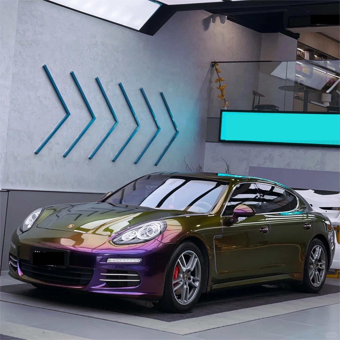 Gloss Metallic Chameleon Yellow Purple Car Vinyl Wrap PET review Michel 00