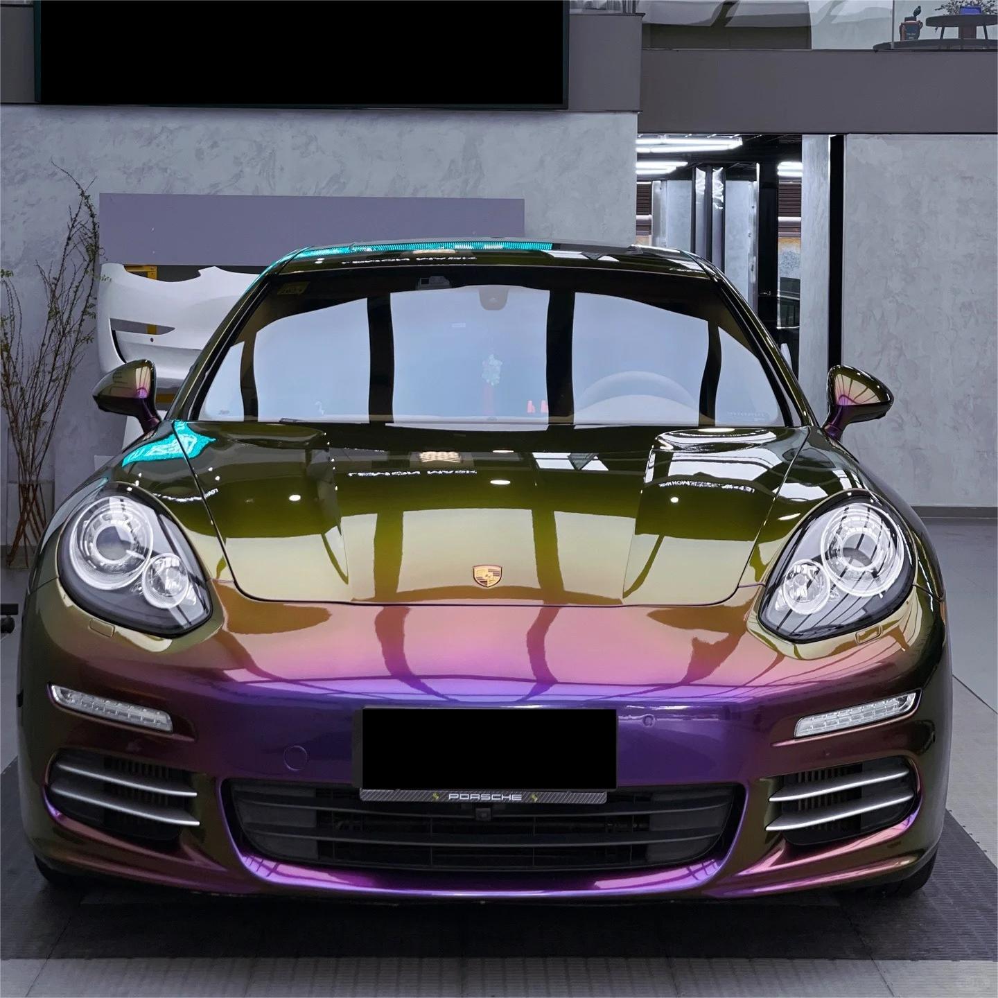 Gloss Metallic Chameleon Yellow Purple Car Vinyl Wrap PET review Michel 02