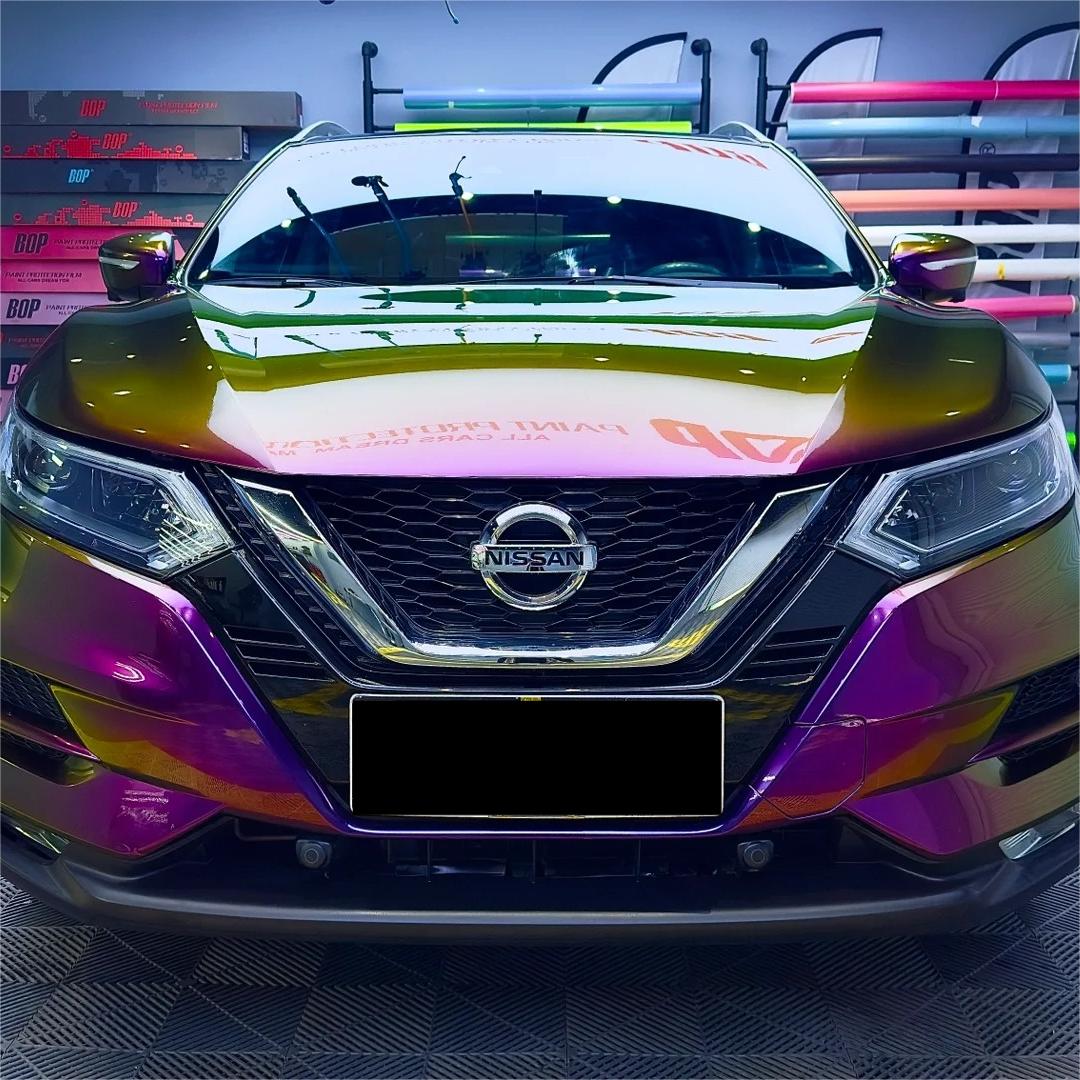 Gloss Metallic Chameleon Yellow Purple Car Vinyl Wrap PET review Zac 02