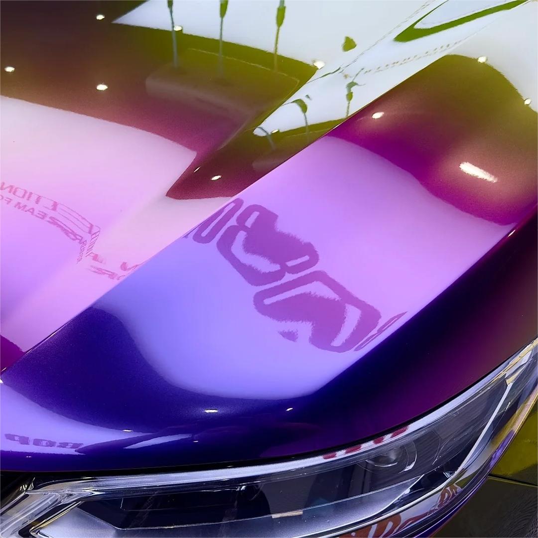 Gloss Metallic Chameleon Yellow Purple Car Vinyl Wrap PET review Zac 03