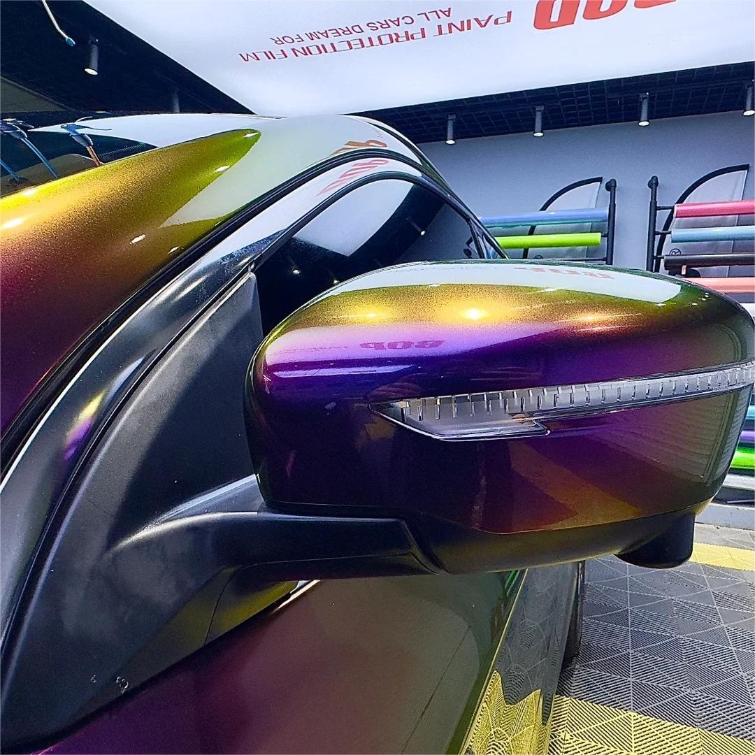 Gloss Metallic Chameleon Yellow Purple Car Vinyl Wrap PET review Zac 04