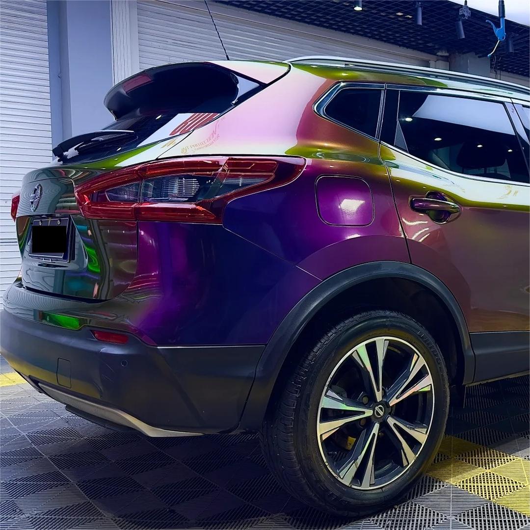 Gloss Metallic Chameleon Yellow Purple Car Vinyl Wrap PET review Zac 05