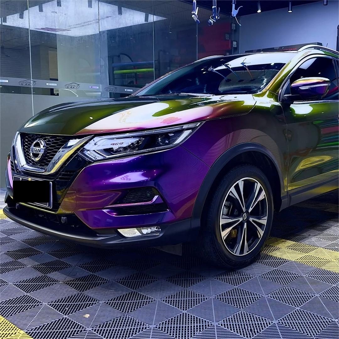 Gloss Metallic Chameleon Yellow Purple Car Vinyl Wrap PET review Zac 01