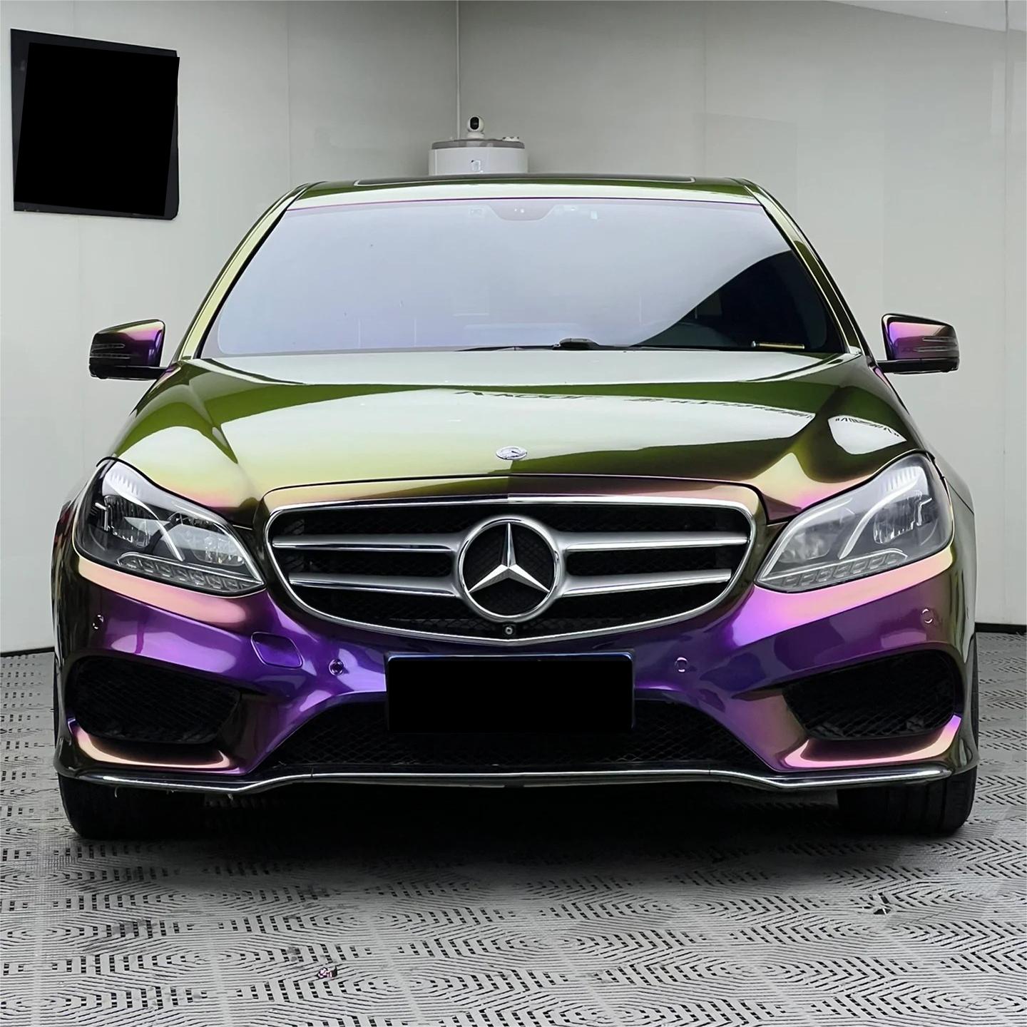 Gloss Metallic Chameleon Yellow Purple Car Vinyl Wrap PET review Bob 00