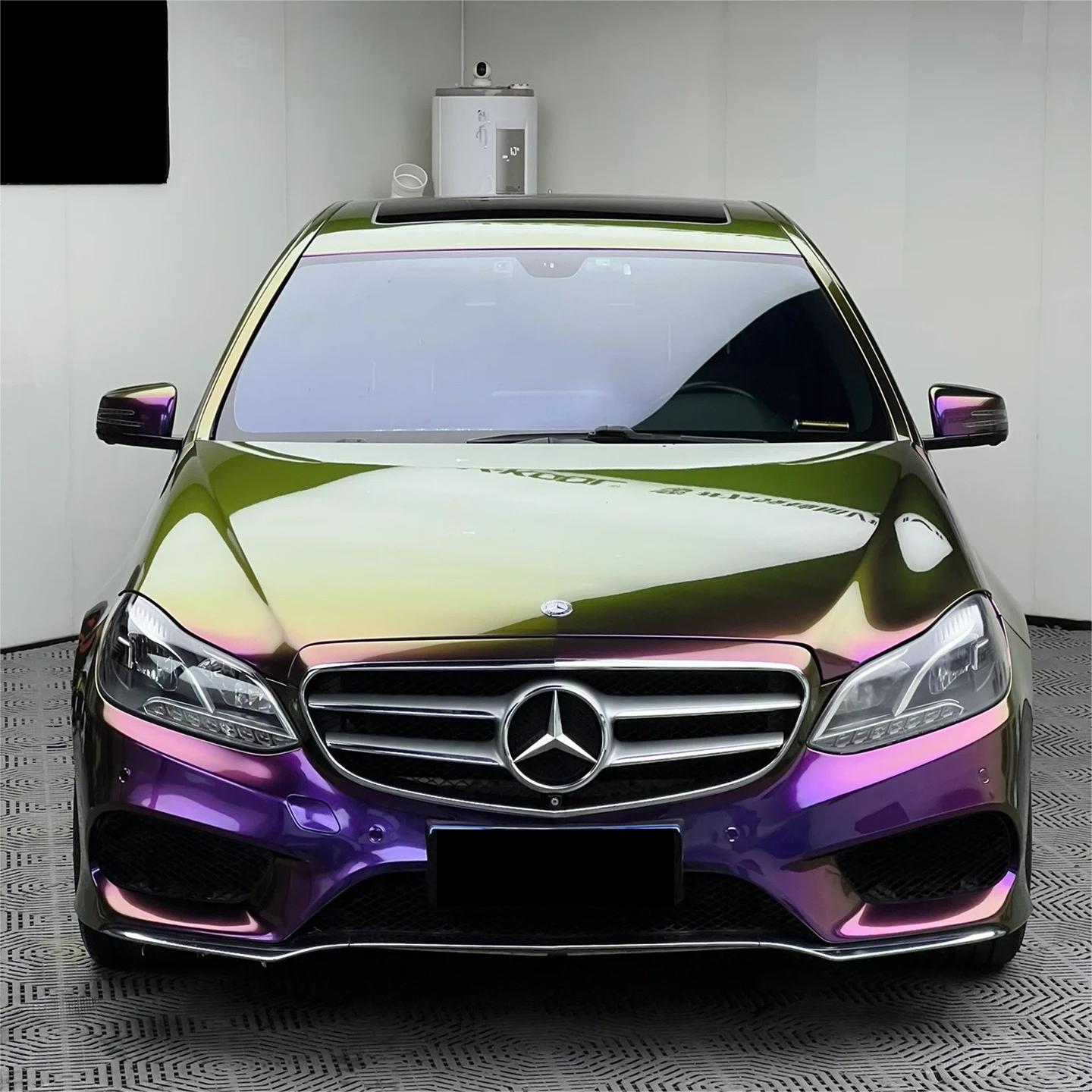 Gloss Metallic Chameleon Yellow Purple Car Vinyl Wrap PET review Bob 01