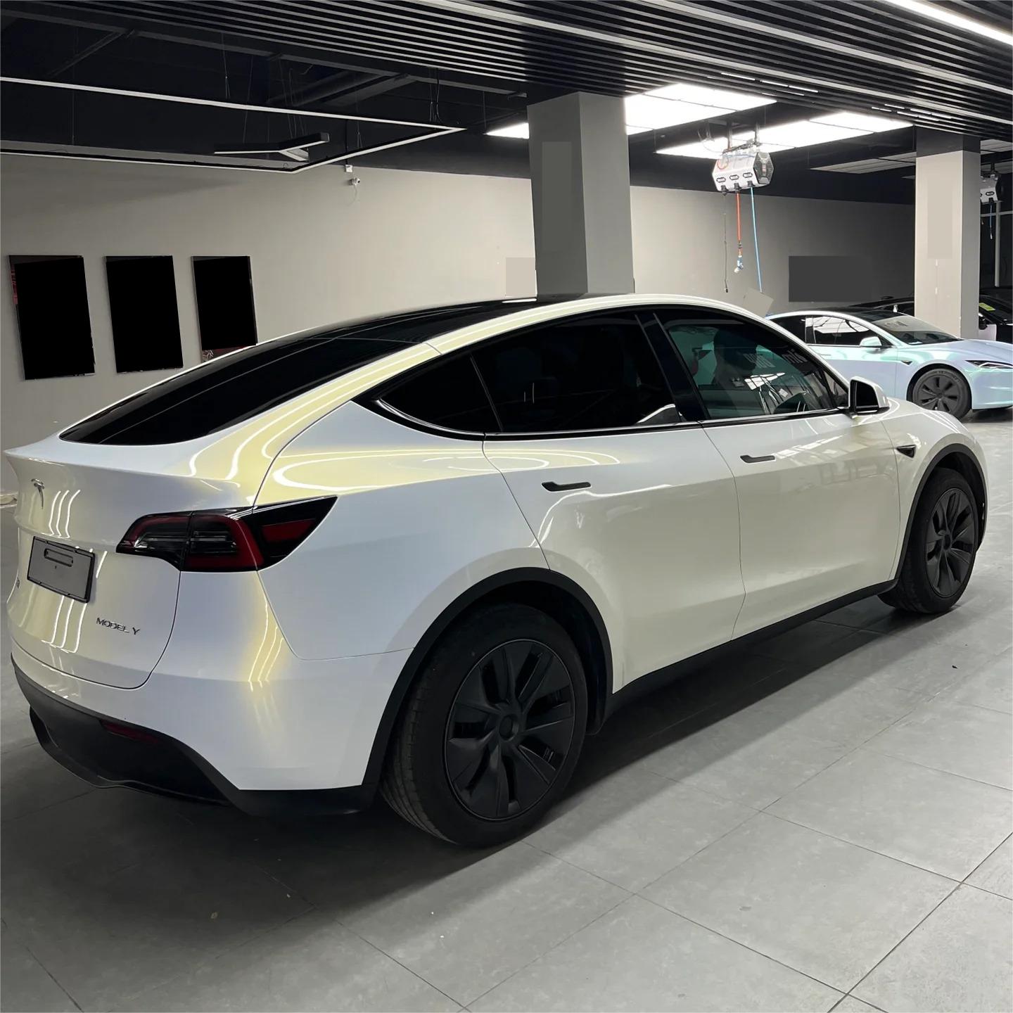 Gloss Metallic Chameleon Gold White Car Vinyl Wrap Audi PET review Luke 05