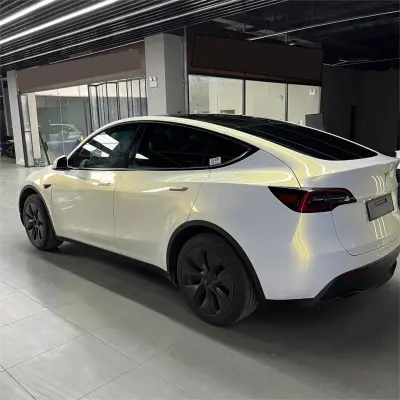 Gloss Metallic Chameleon Gold White Car Vinyl Wrap Audi PET review Luke 04