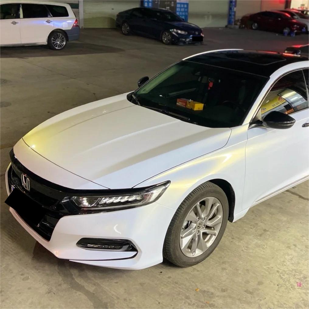 Gloss Metallic Chameleon Gold White Car Vinyl Wrap Audi PET review Meg 02