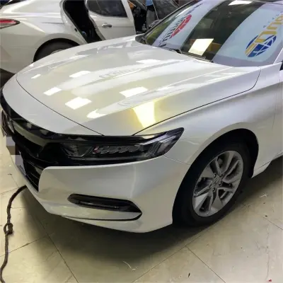 Gloss Metallic Chameleon Gold White Car Vinyl Wrap Audi PET review Meg 00