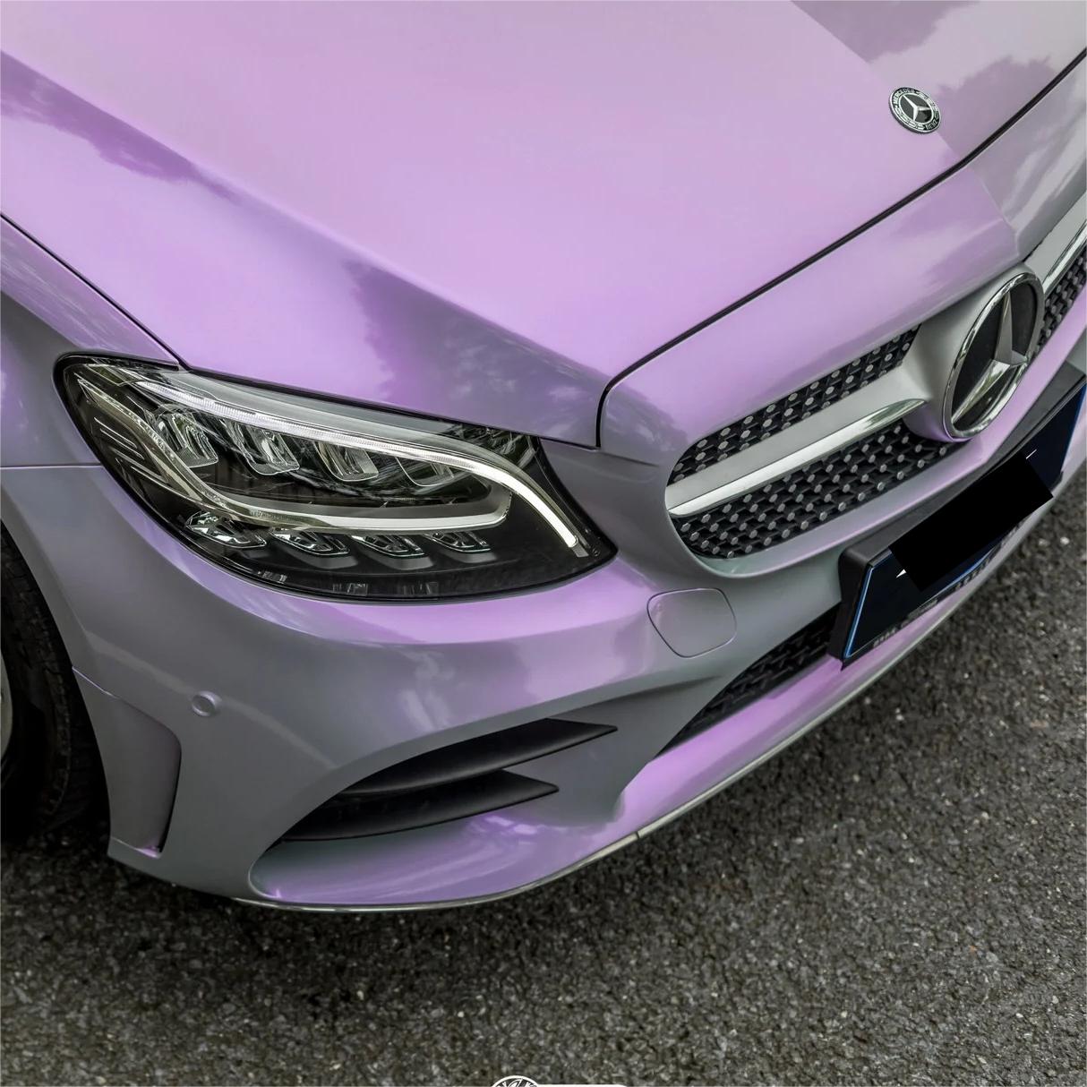 Gloss Metallic Chameleon Candy Grey Purple Car Vinyl Wrap PET review Tomas 01