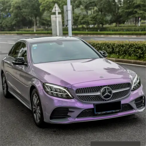 Gloss Metallic Chameleon Candy Grey Purple Car Vinyl Wrap PET review 