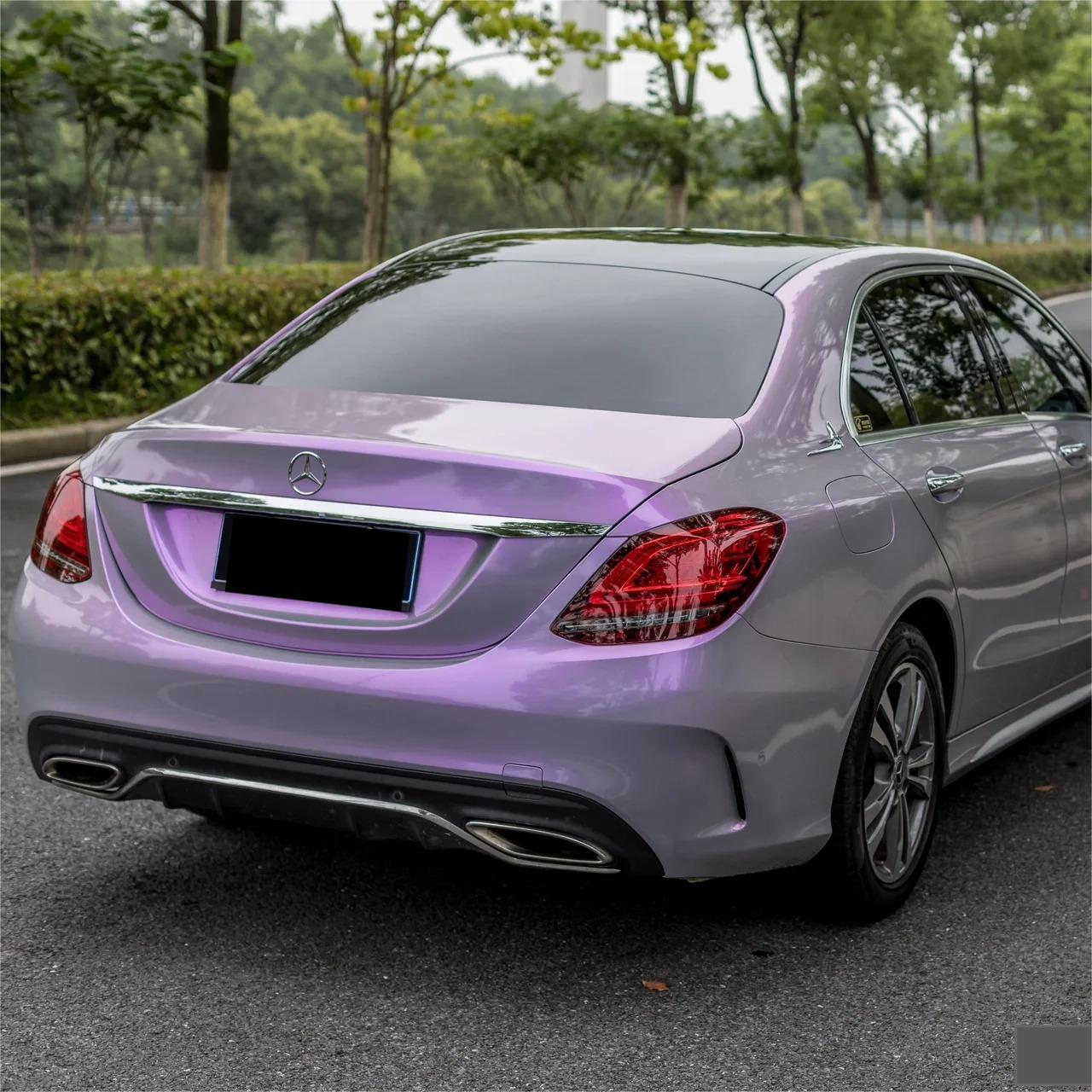 Gloss Metallic Chameleon Candy Grey Purple Car Vinyl Wrap PET review Tomas 03