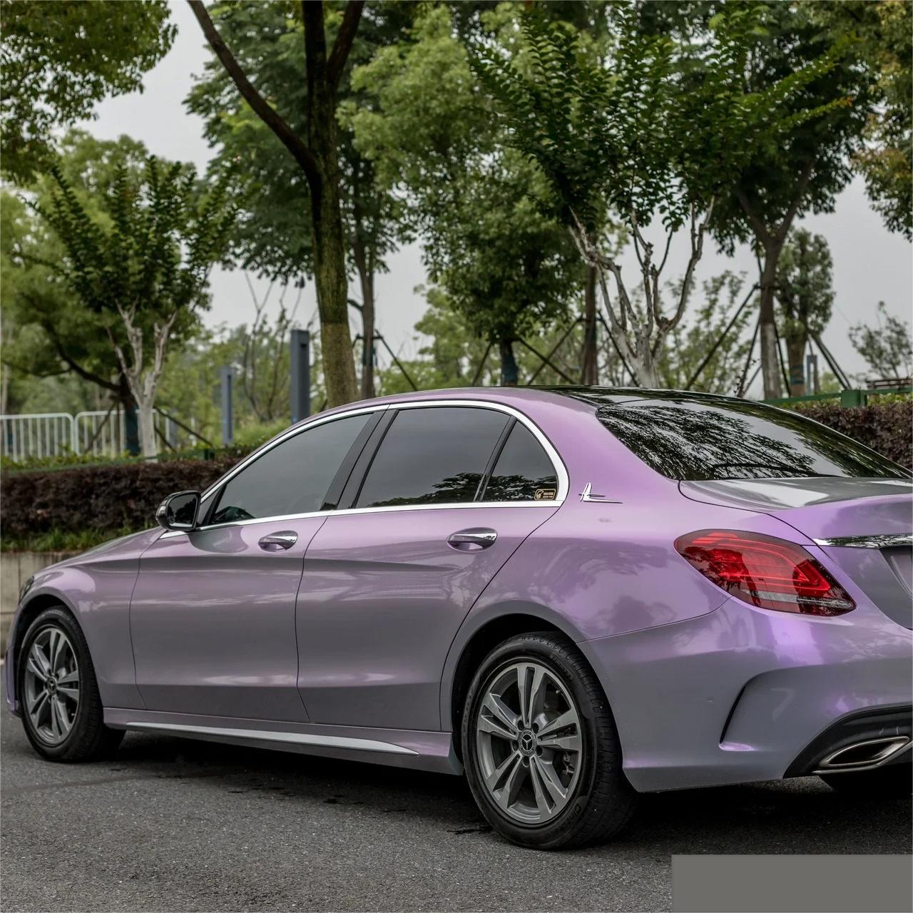 Gloss Metallic Chameleon Candy Grey Purple Car Vinyl Wrap PET review Tomas 04