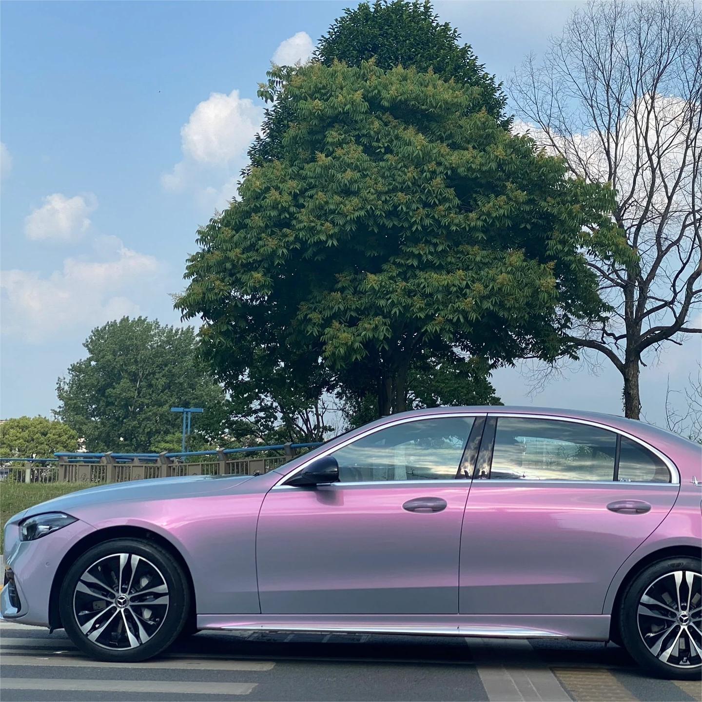 Gloss Metallic Chameleon Candy Grey Purple Car Vinyl Wrap PET review Gobe 01