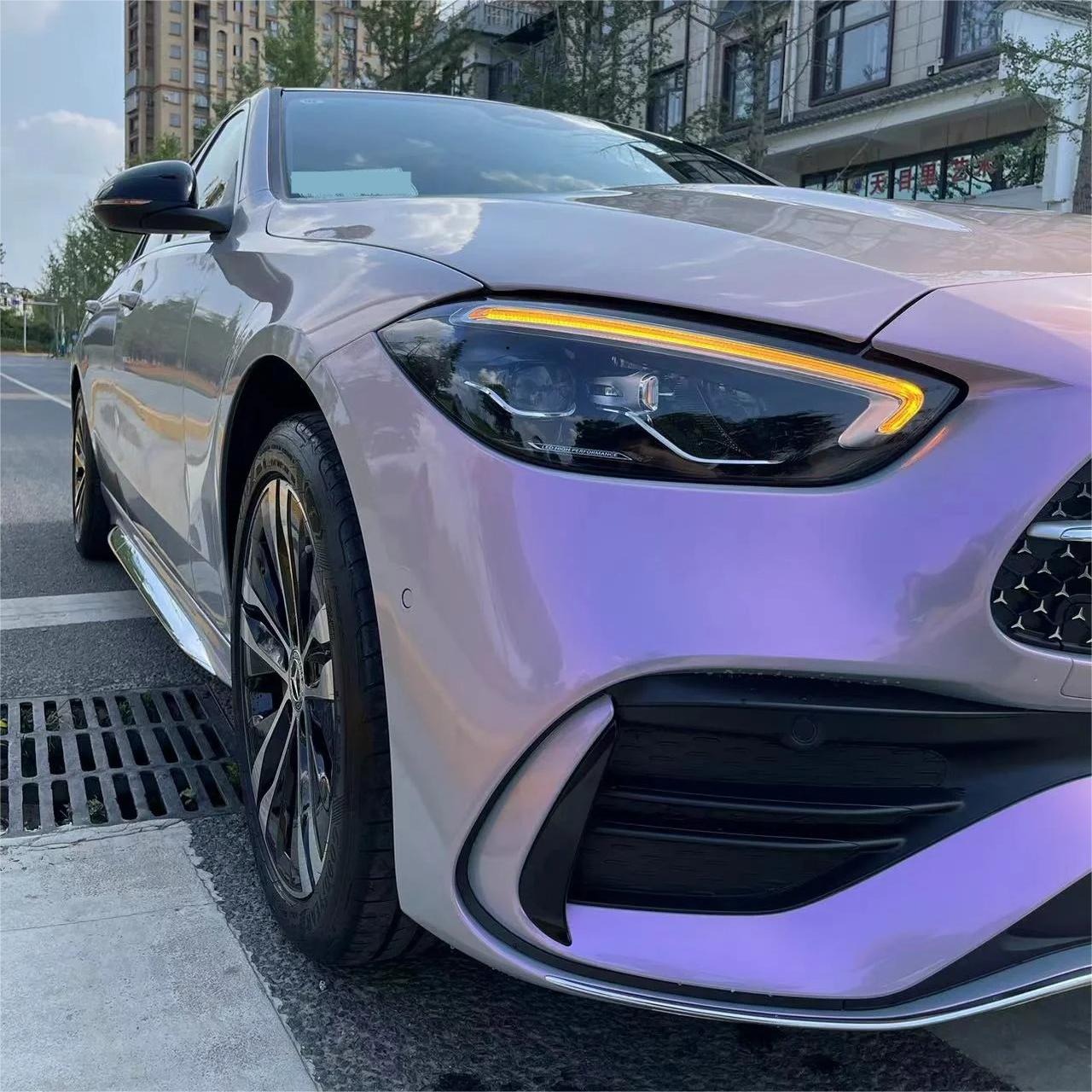 Gloss Metallic Chameleon Candy Grey Purple Car Vinyl Wrap PET review Gobe 03