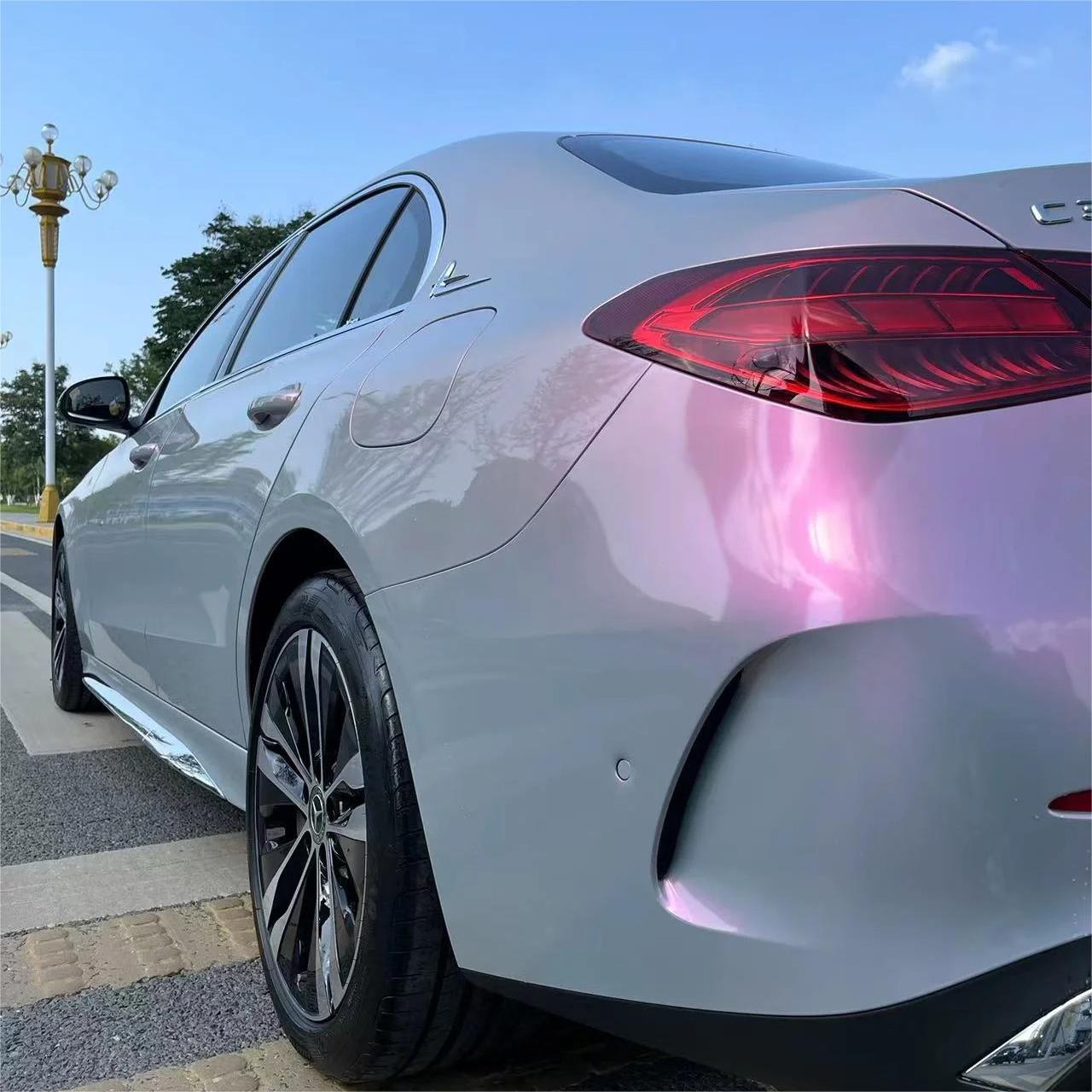 Gloss Metallic Chameleon Candy Grey Purple Car Vinyl Wrap PET review Gobe 04