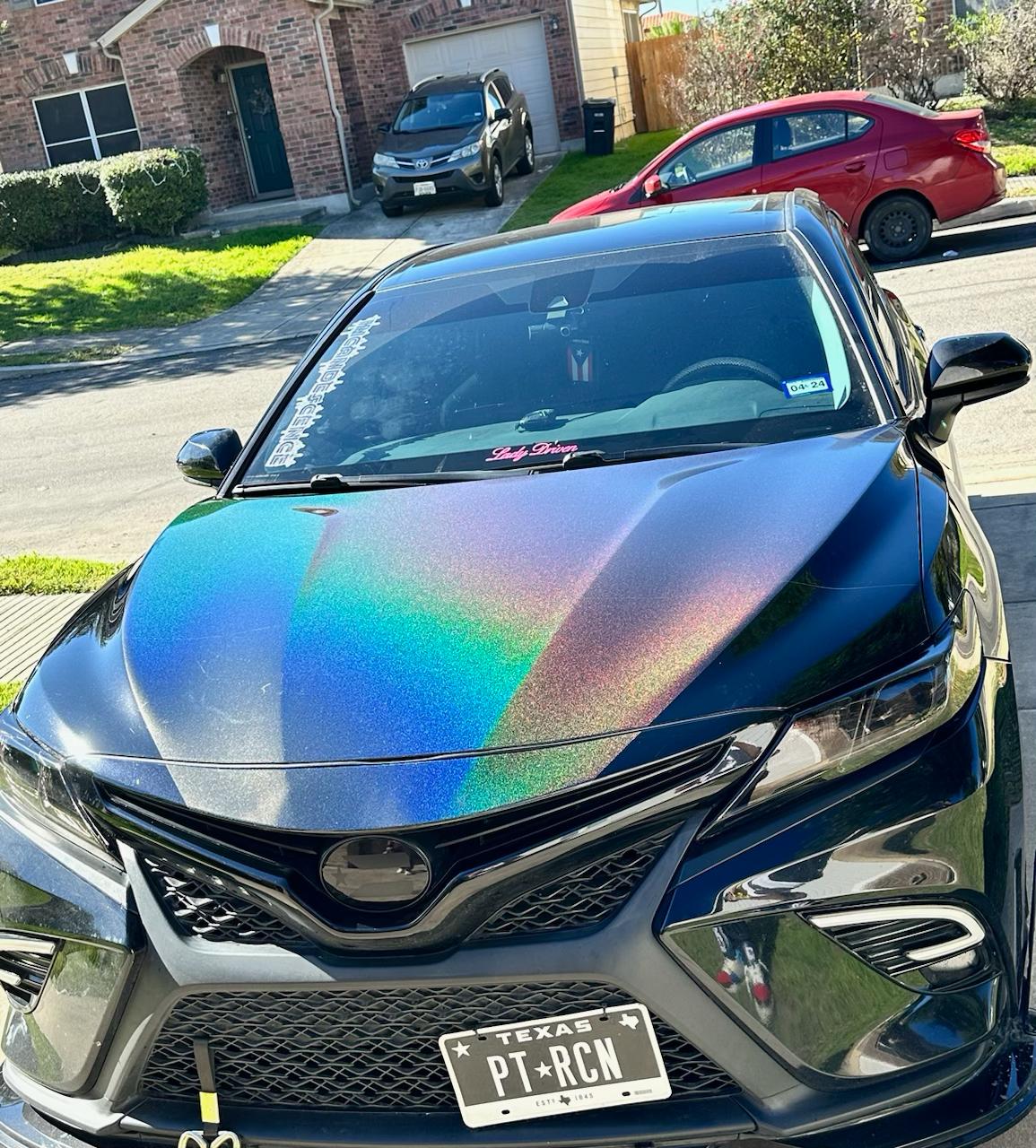 Matte Metallic Rainbow Laser Black Car Vinyl Wrap review Damaris 00