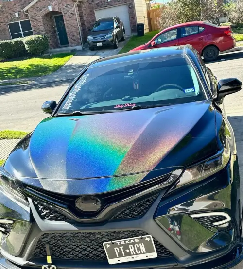 Matte Metallic Rainbow Laser Black Car Vinyl Wrap review Damaris