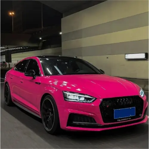 Gloss Rose Red Car Vinyl Wrap PET review 