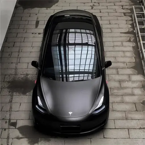 Matte Satin Black Ceramic Black Car Vinyl Wrap BMW  PET  review 