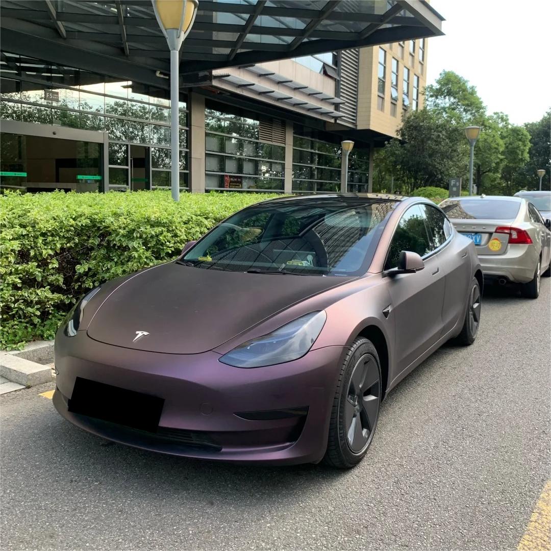 Ultra Matte Metallic Black Purple Car Vinyl Wrap review Madison Bell 01